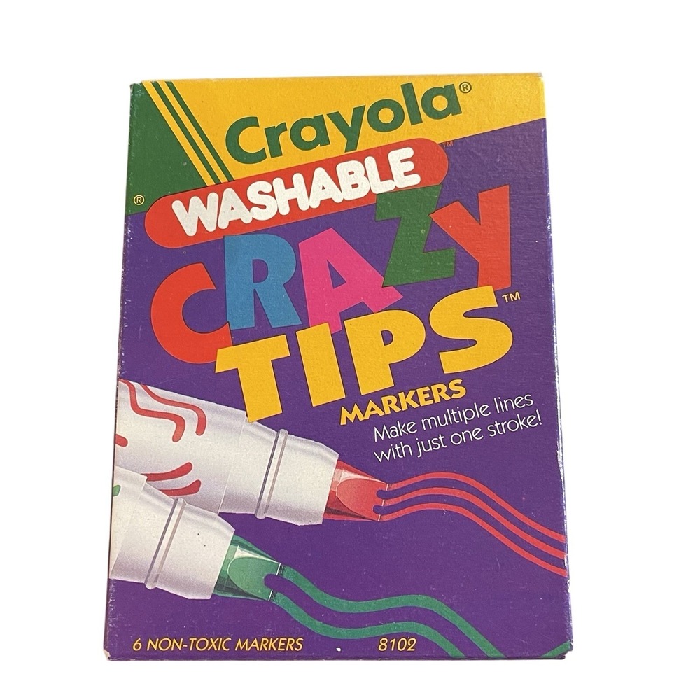 Vintage Crayola Washable‎ Crazy Tips Markers 6-Pack 1991